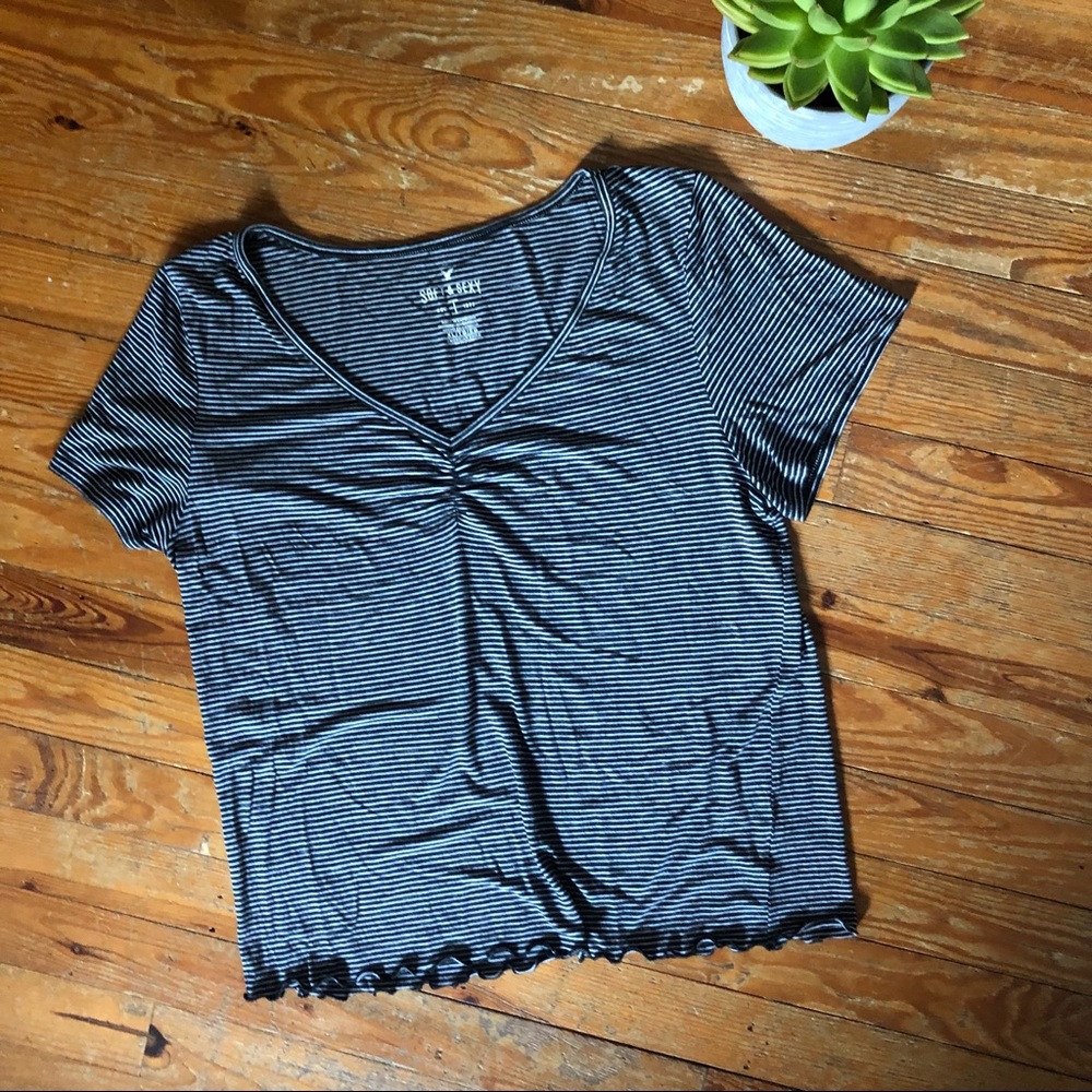 AEO // black & white striped soft & sexy tee
